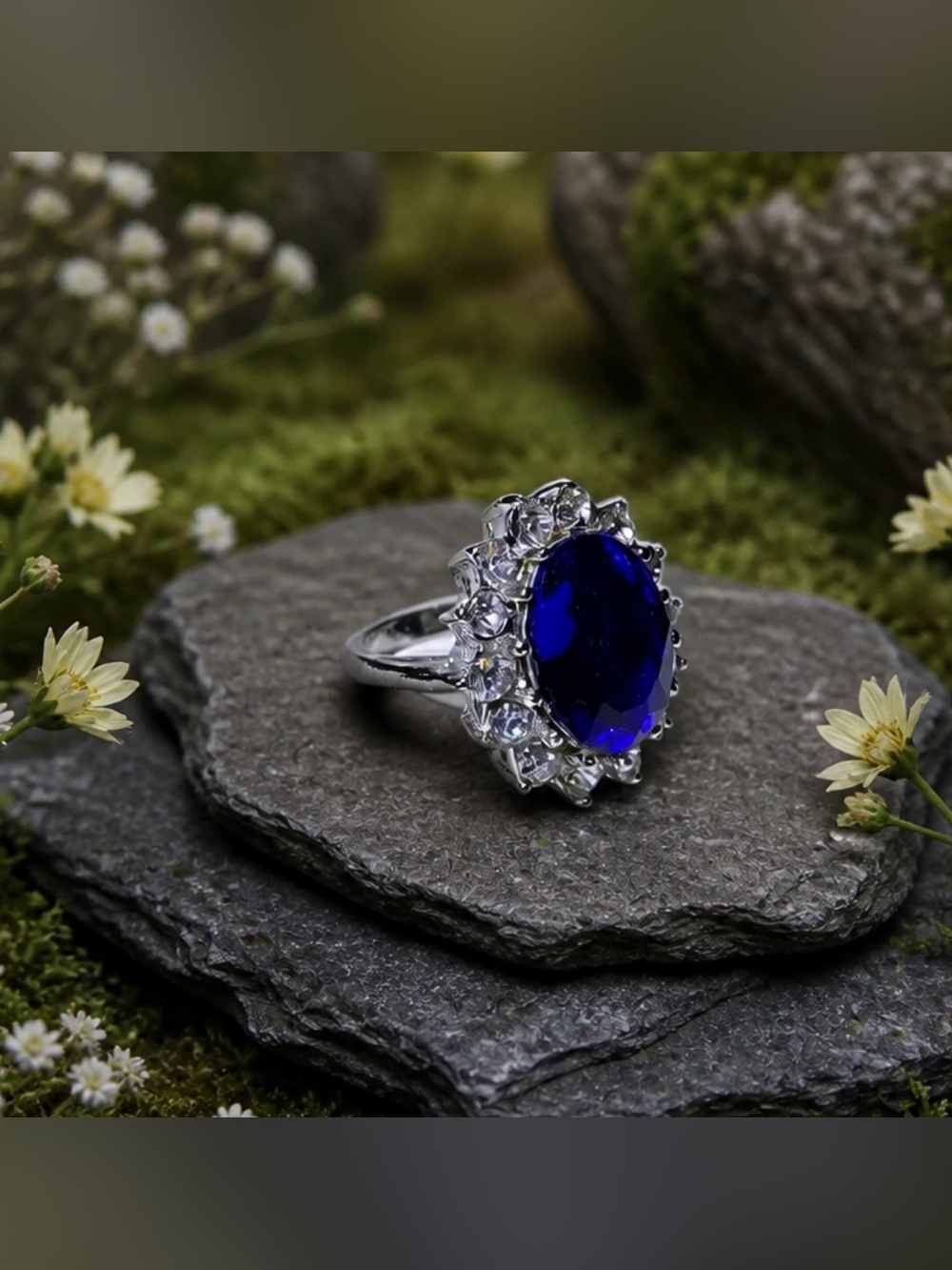 Princess Diana Kate Middleton Blue Ring Size 9